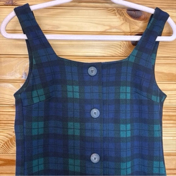 MNG BASICS by mango green & blue Plaid size 4 dress - Picture 2 of 5